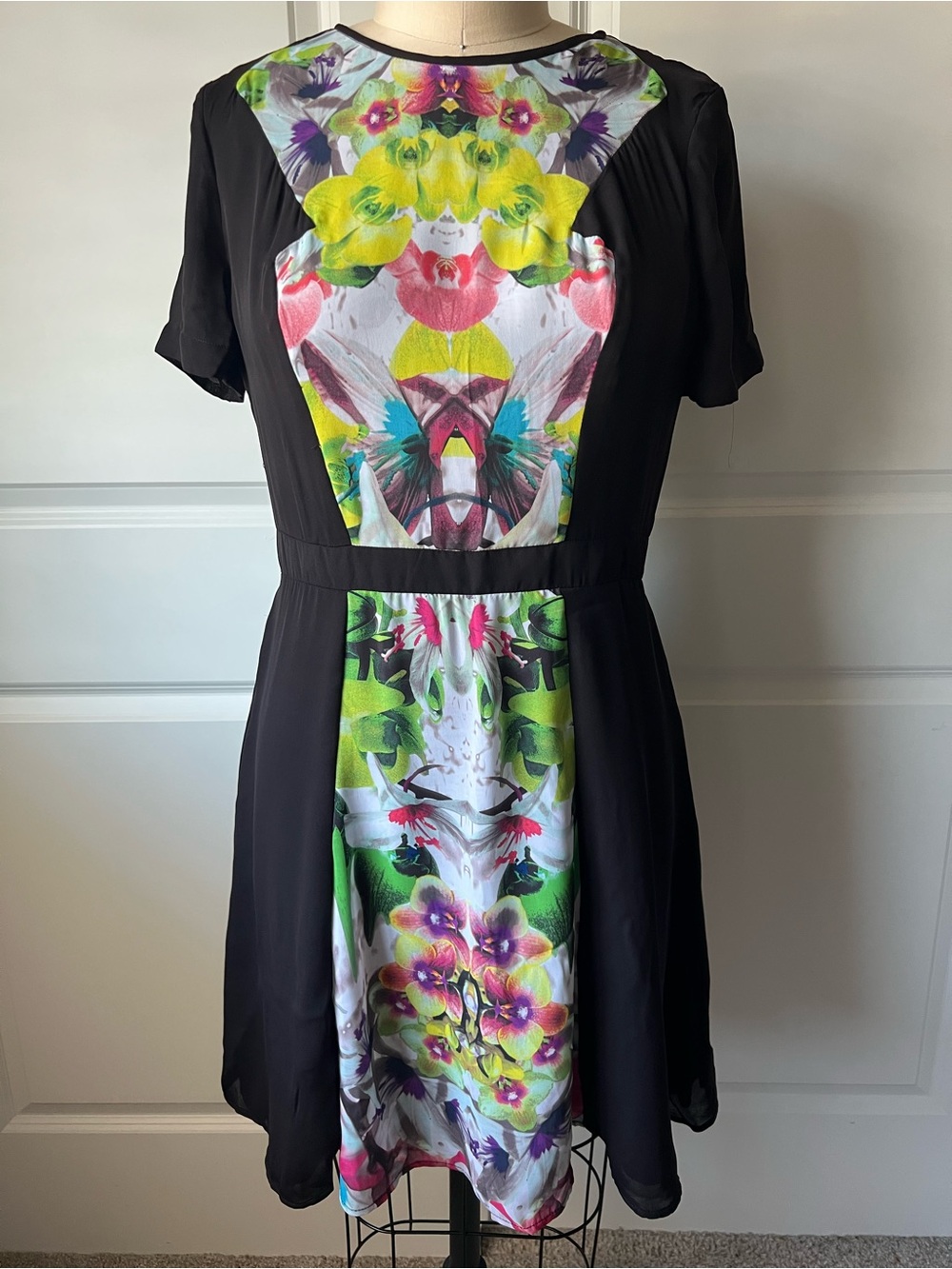 New Prabal Gurung For Target Black Dress with Bright Floral Panel